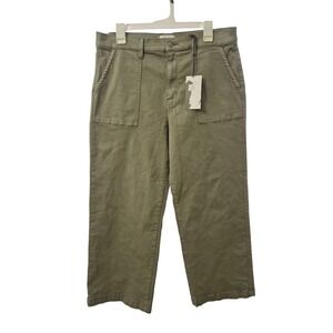 Studio Blue Cropped Utility Pants Eucalyptus Green Stretch Cotton NWT Size 32